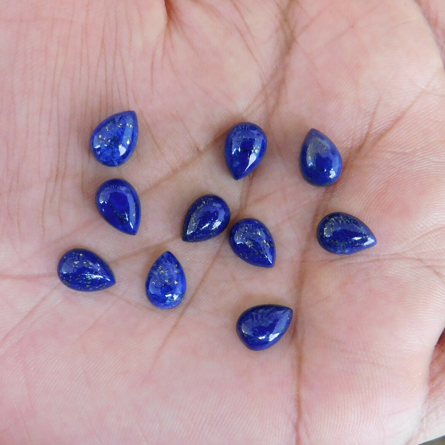 6x9 Mm Pear Lapis Lazuli Cabochon Loose Gemstone Wholesale Lot 50 Pcs
