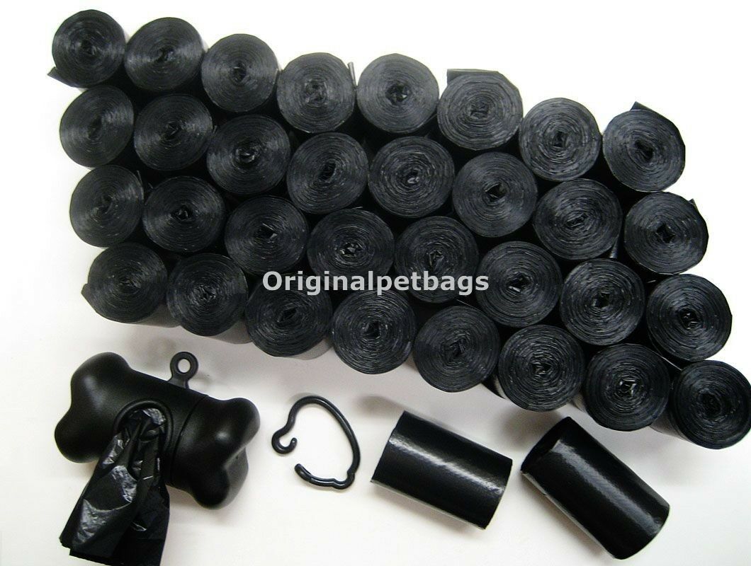 1012 Dog Pet Waste Poop Bags Scented Black Coreless / Free Dispenser.made In Usa