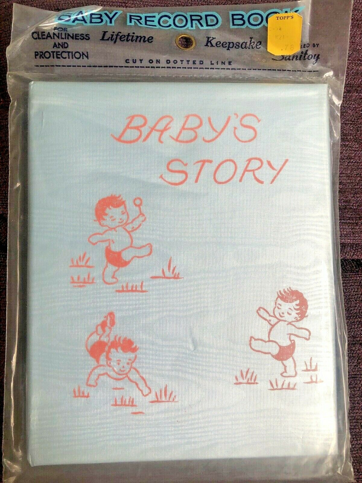 Vintage Babys Blue Story Record Book Memory Birth Keepsake Satin Album New