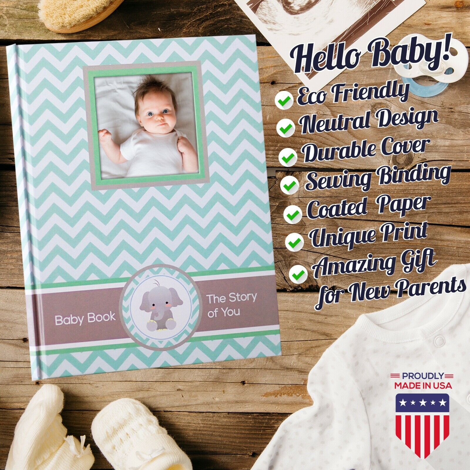Newborn Journal - Baby First Year Book Album - Baby Shower New Parents Gift